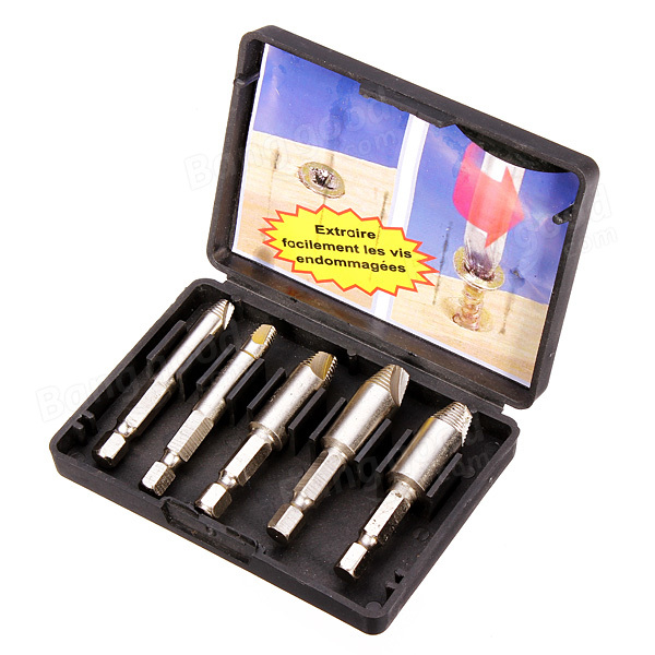 BrandPro 5pc Set Stripped Screw Bolt Extractor Tool Kit for Car Engine - Image 5